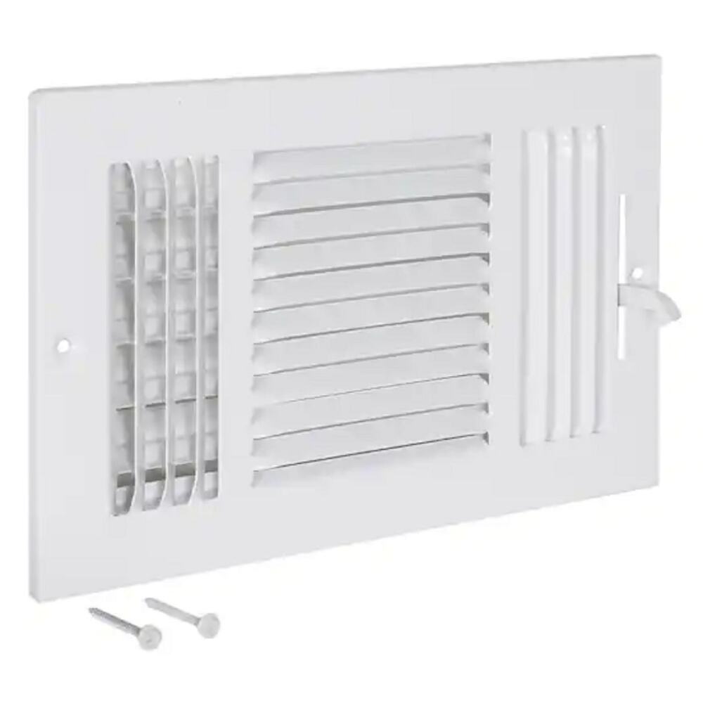 EZ-FLO 10 in. x 6 in. 3-Way Steel Wall / Ceiling Register, White